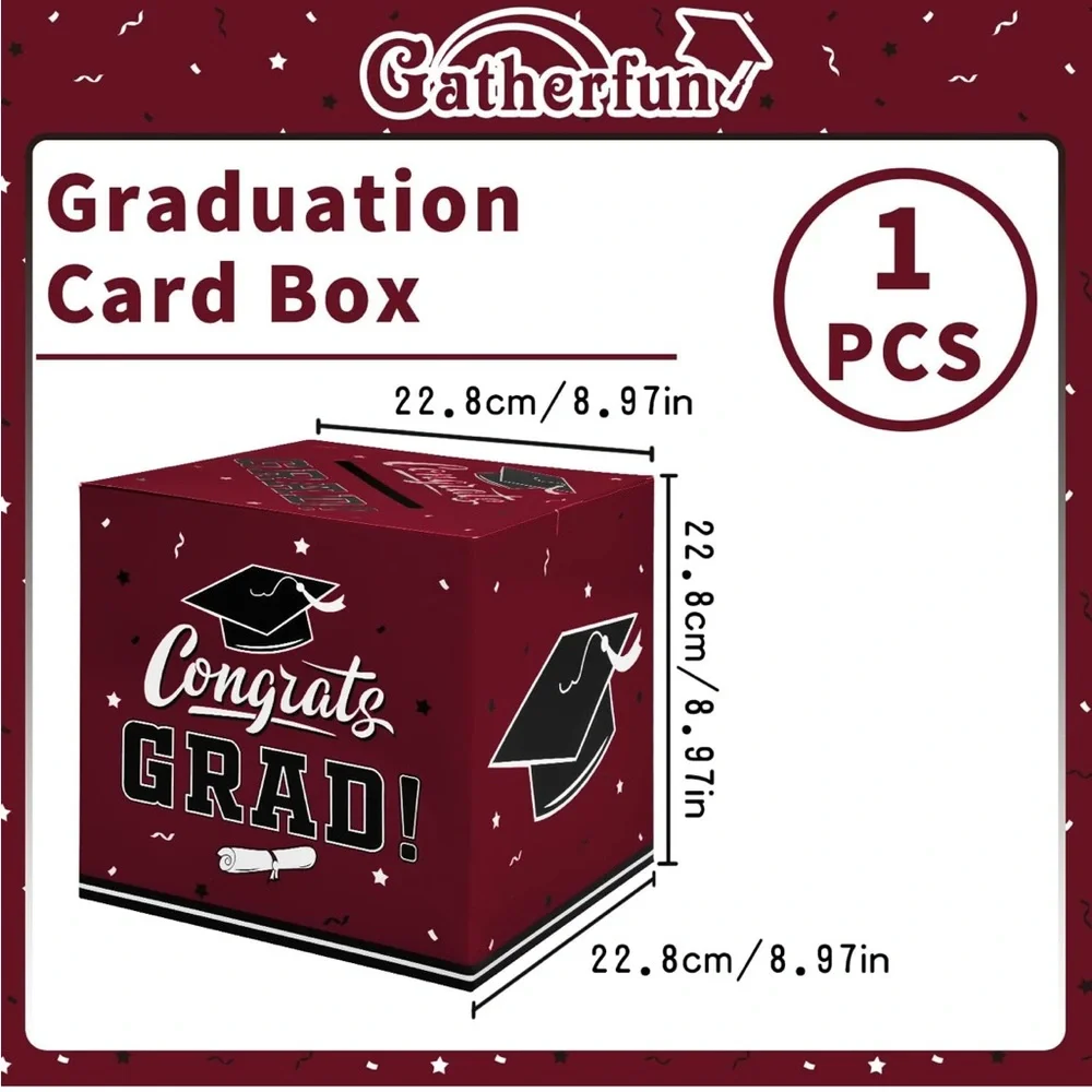 Graduation Party Gift Box - Maroon and Black